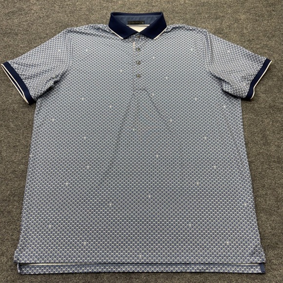 Greyson Other - Greyson Men XL Blue Geometric Fan Print Performance Golf Polo Shirt Short Sleeve